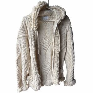 Tejidos Kikinpaq Handmade Equator 100% Wool Fisherman Cardigan Hoodie Sweater